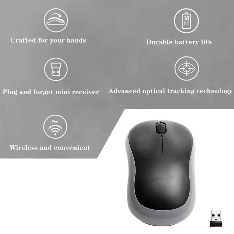 New M185 Mini Wireless Mouse Comfortable Portable Mouse Mice 1000DPI Ergonomic Mouse 2.4GHz with USB Mini Receiver for PC/Laptop