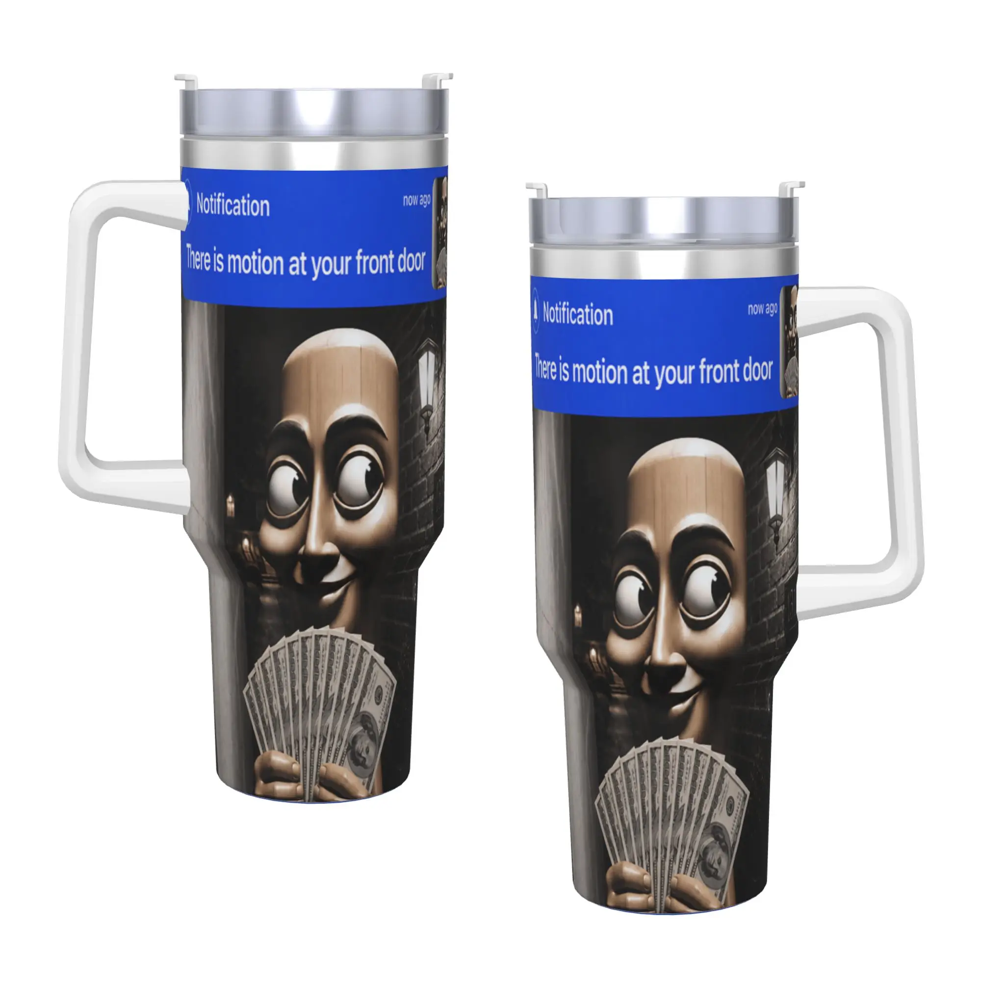 There is Motion at Your Front Tung Tung Tung Sahur Money Stainless Steel Tumbler  Travel Coffee Mug With Straws Large Mugs Cup