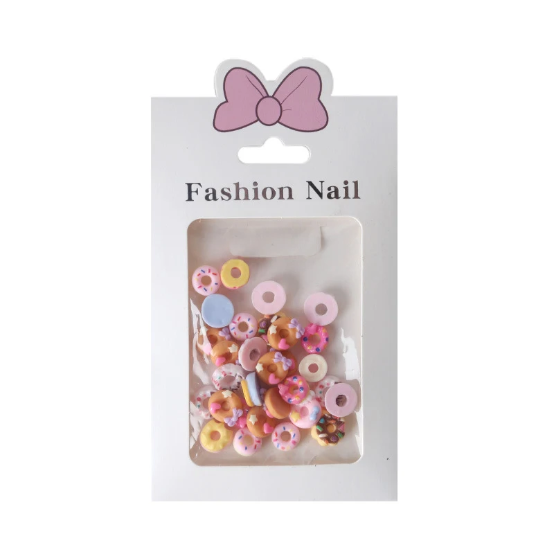 30Pcs/Set 3D Summer Cartoon Donut Ice Cream Nail Jewelry Charms Decoration DIY Crafts Woman Manicure Art Accessories Gift Resin