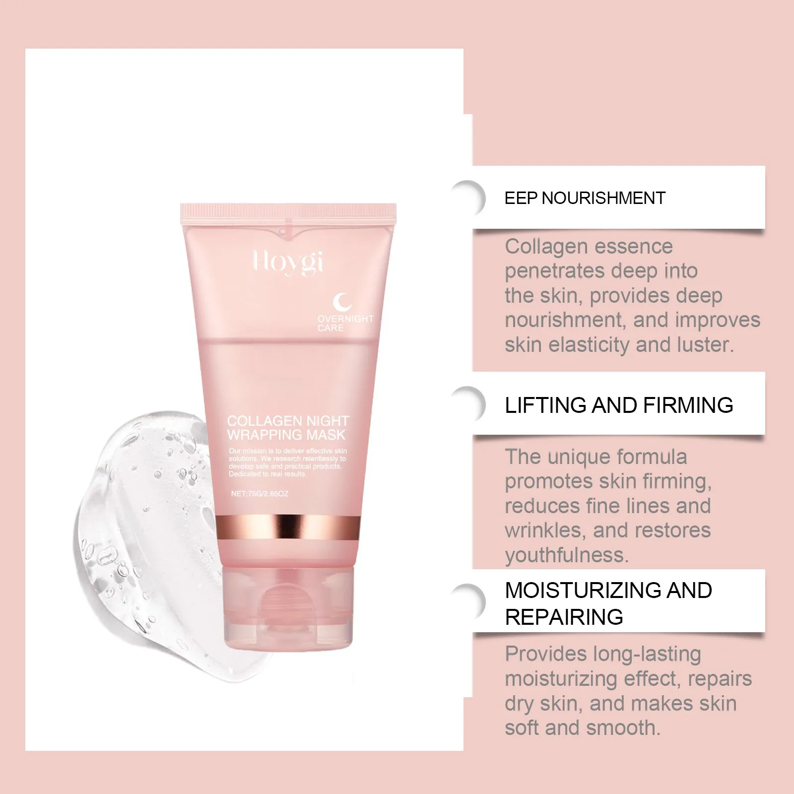 75ml Collagen Mask Baby Collagen Glow Mask Collagen Peel Off Mask Korean Face Mask Make Glowy Skin Skin Elasticity Firming Wrink image 5