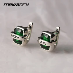 MEWANRY prévenir les allergies chance vert Zircon boucles d'oreilles pour les femmes Vintage géométrique charmant Simple Punk Chic anniversaire bijoux cadeaux