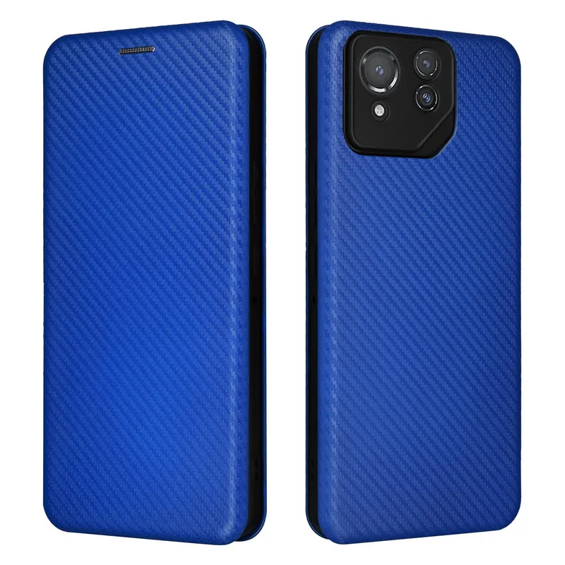 حافظة لهاتف Asus ROG Phone 9 Pro من ألياف الكربون حافظة بطاقات جلدية لهاتف Asus Rog Phone 8 Pro حافظة Rog Phone 7 غطاء مغناطيسي نهائي