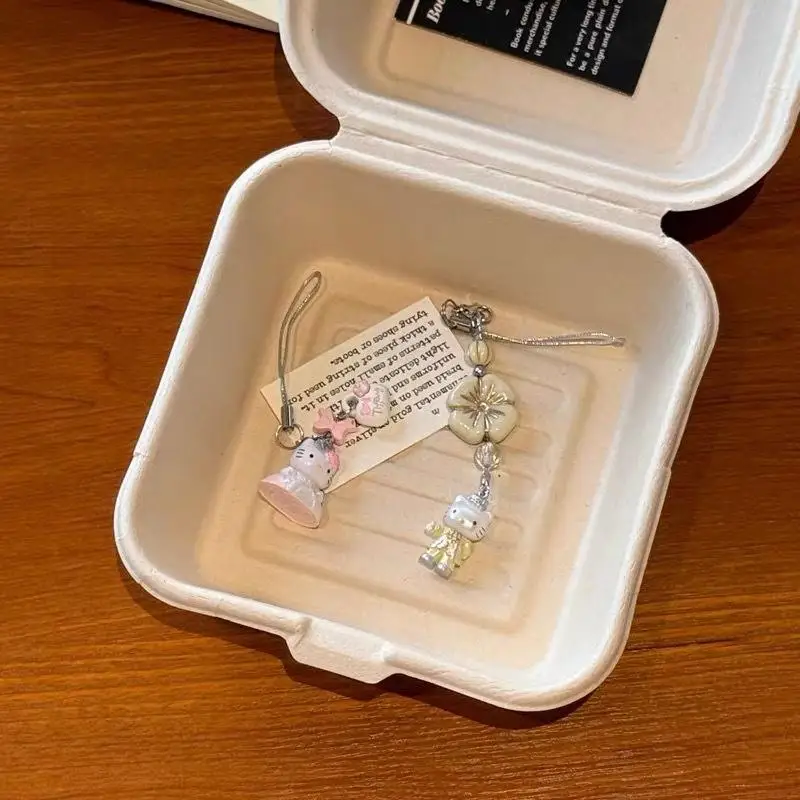 Kawaii Hellokitty Cordino per telefono Cartoon Anime KT Cat Catena per telefono Cuet Doll Ciondolo per fotocamera con ciondolo per telefono cellulare