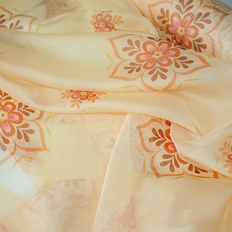 

140*100cm Floral Hanfu Chiffon Fabric Chinese Hanfu DIY Sewing Costume Dance Dress