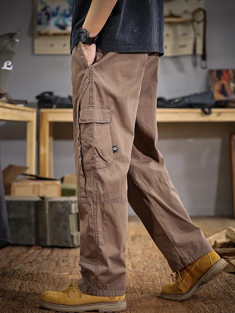 

New 2025 Men's Casual Trousers Loose Drapey Wide Leg Comfortable Faion Brand Big ket Utili Workwear Paratrooper Pants