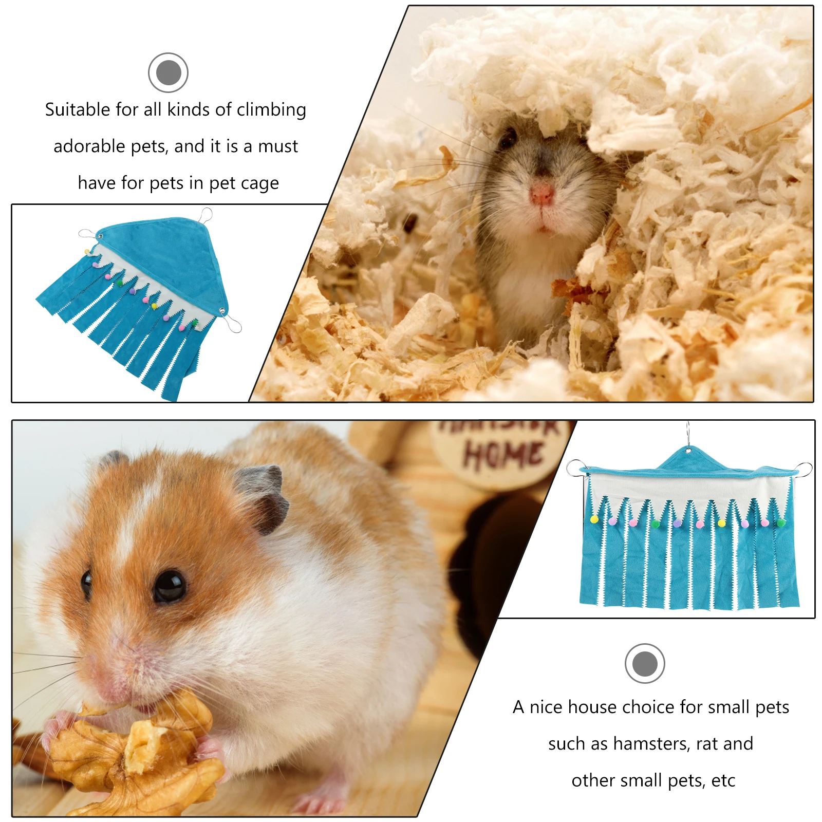 

Pet Hammock Hut Triangle Hideaway Hamster Nest Chinchilla Squirrel Soft Flannelette Place Small Pets Climb Play