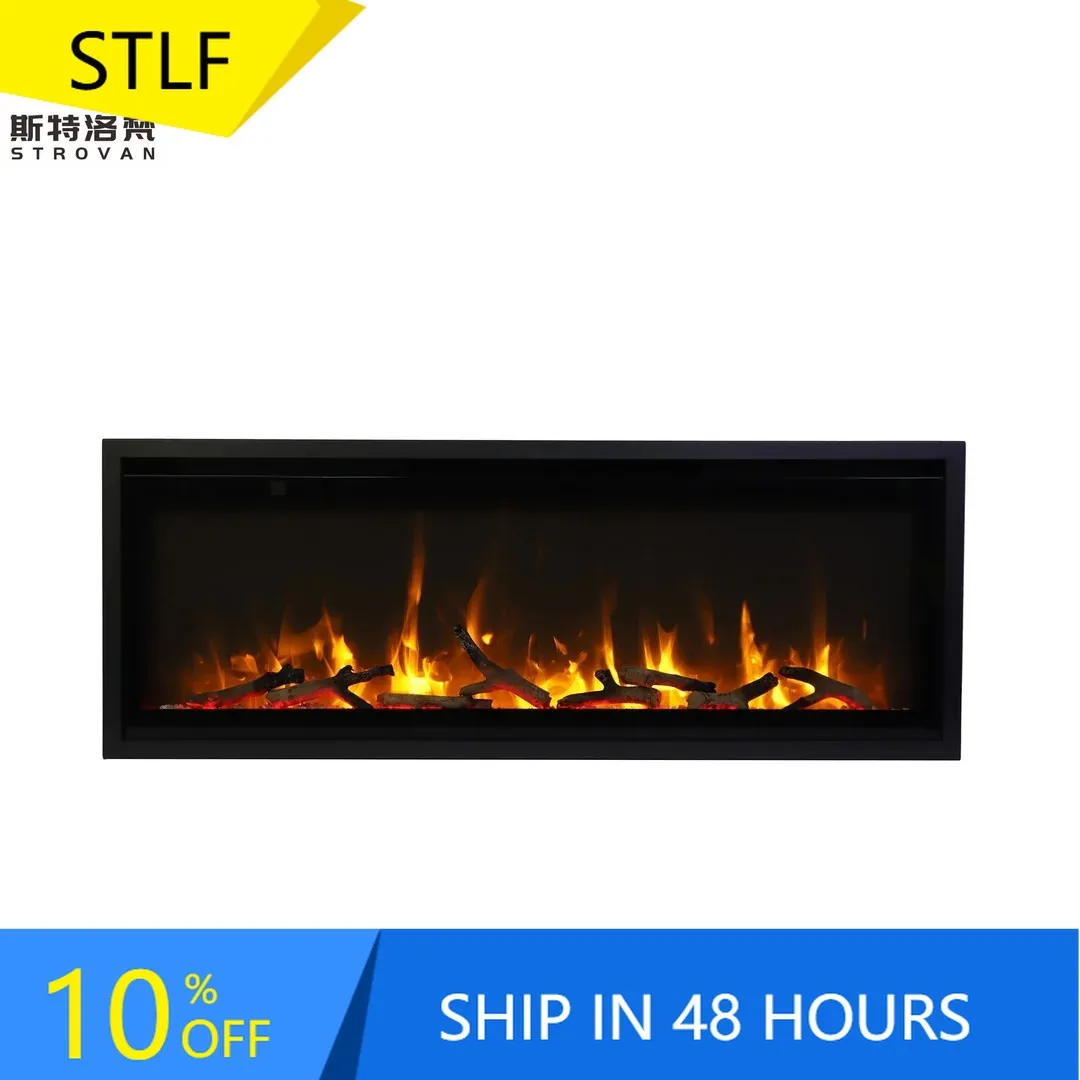 

ZXHK Modern Steel Wall Mounted Electric Fireplace Recessed Design Remote Control English Operating Language for Indoor