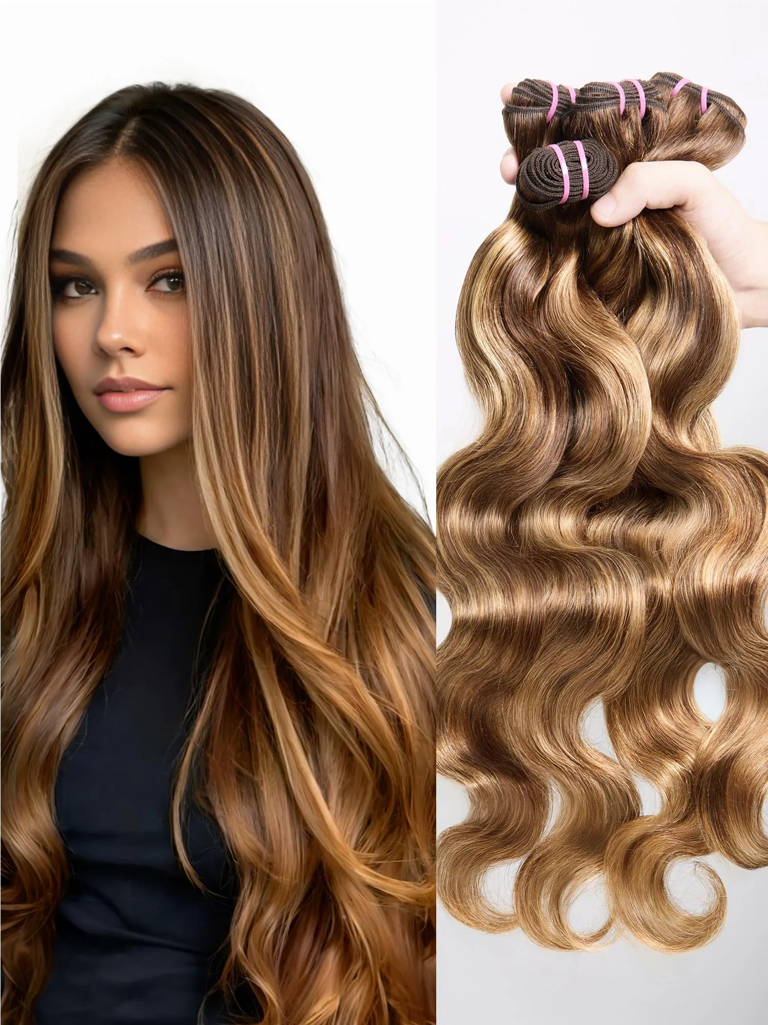 

Цветные волнистые волосы 4/27, омбре, объемная волна, Remy, необработанные пучки, 100% наращивание человеческих волос, двойной уток, бразильский