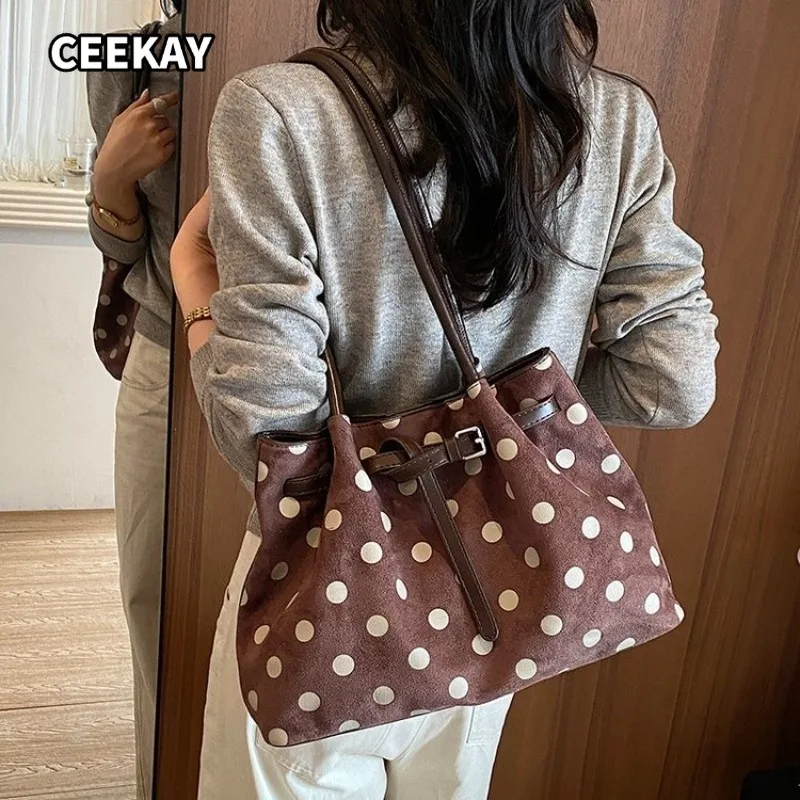 CEEKAY Women's Tote Bag Multi-Color Polka Dot Pattern Belt Buckle Strap Detail Versatile Everyday Commute Casual Style Hand Bags
