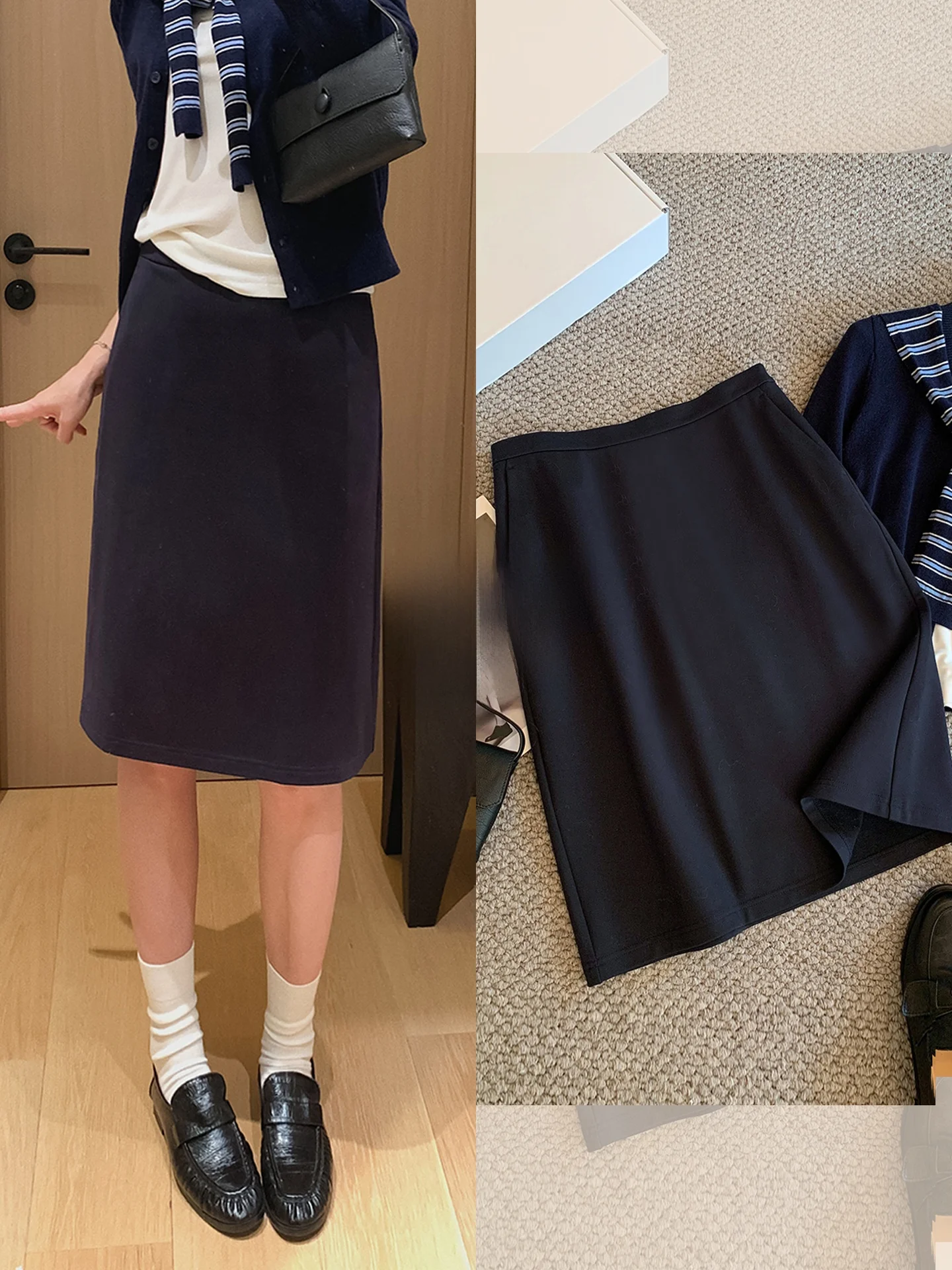 

Легкая в уходе женская юбка из микроэластичного трикотажа высокой плотности, прямого кроя, весна-осень