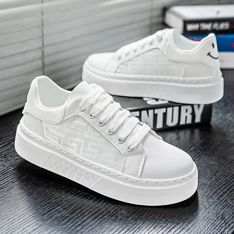 

Мужская белая повседневная спортивная обувь, универсальная дышащая обувь на платформе, увеличивающая рост, обувь для бега, новые водонепроницаемые студенческие туфли