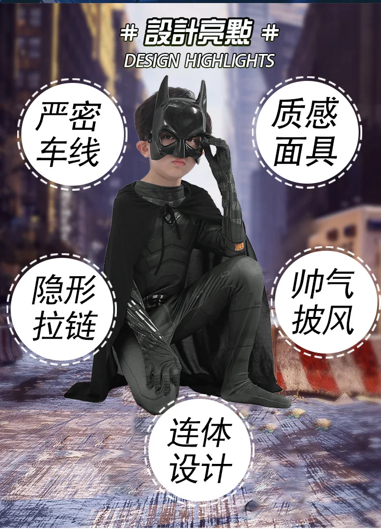 Adult Bat Super Hero Costume Men Bat Mask Knight Cosplay Jumpsuit With Cape Outfit for Halloween Party Bodysuit - view 6