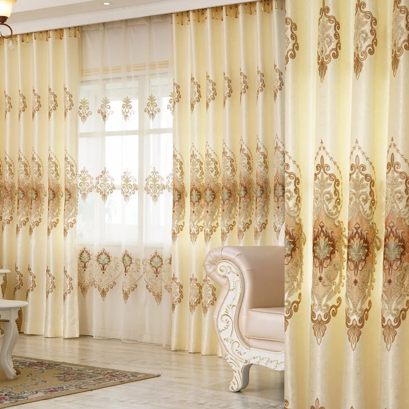 

New European Style Jacquard Embroidery Luxury Window Curtain Room Decor Curtains for Living Dining Room Bedroom