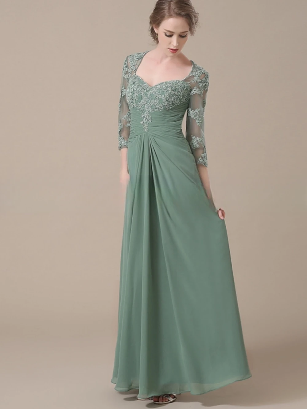 Robe de soirée en mousseline de soie, élégante, col en cœur, ligne A, classique, pour mère de la mariée, pour patients