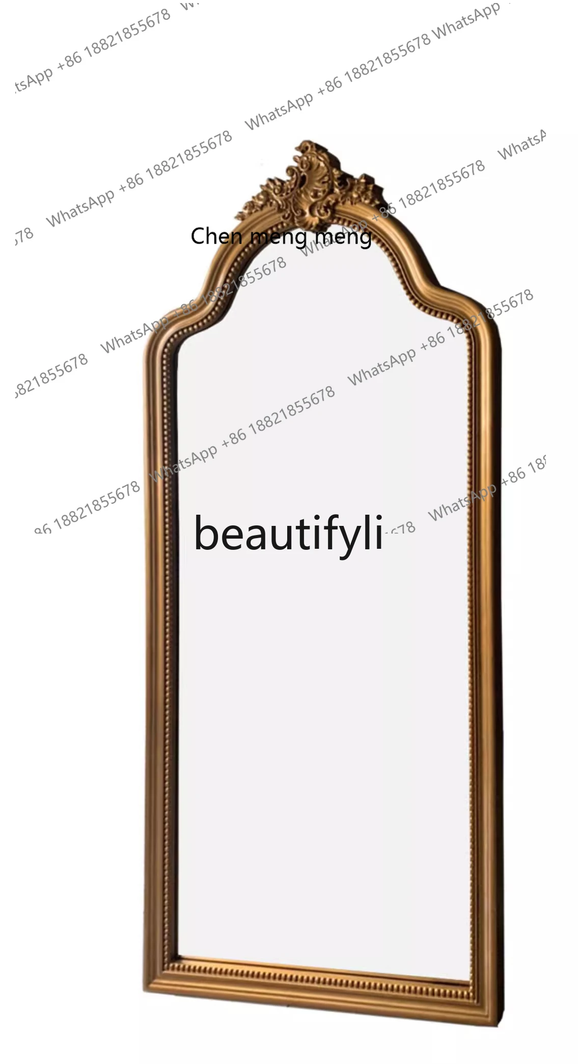 Retro full-body mirror wooden frame nostalgic floor mirror household wall hanging dressing mirror