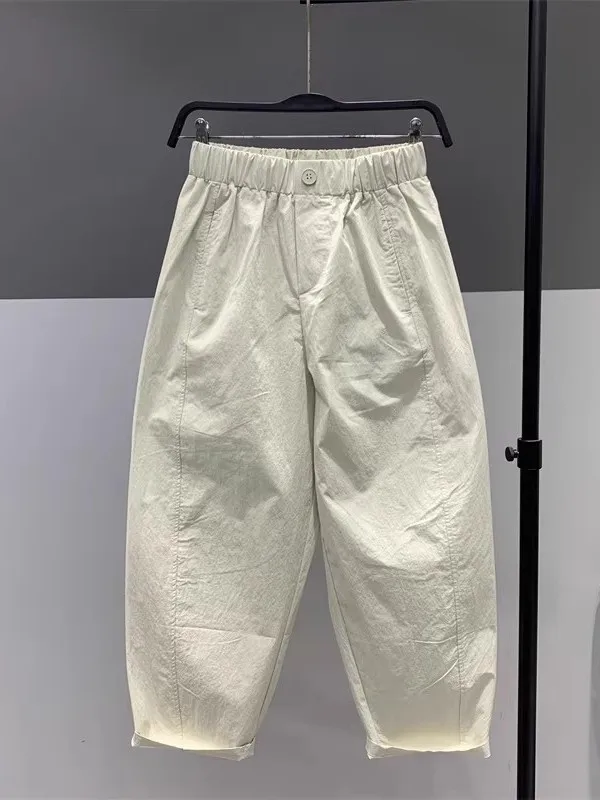 

Модные спортивные брюки больших размеров с эффектом похудения, на эластичной резинке, укороченные (7/8), унисекс, осенне-зимние, широкие брюки-харлан, повседневные.