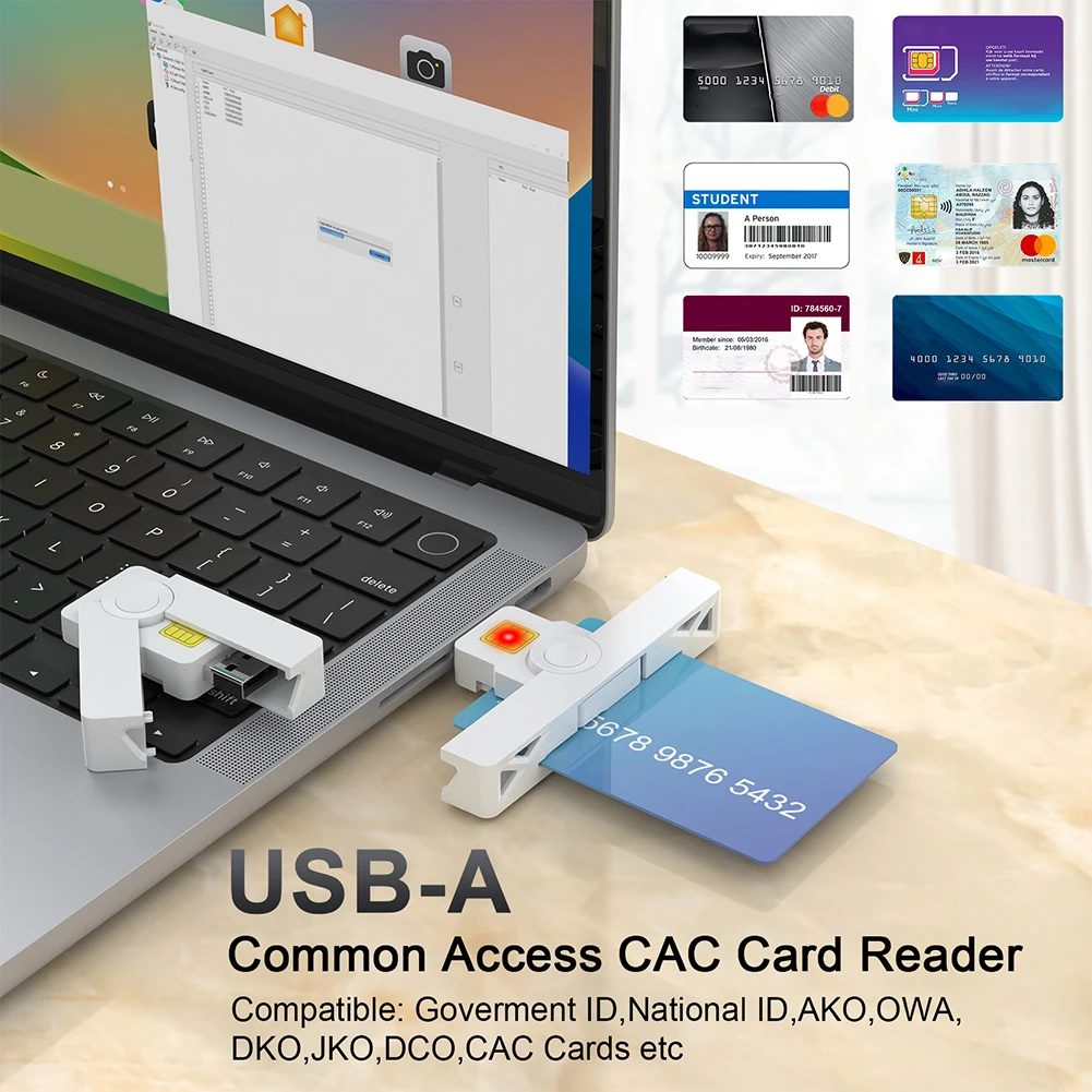 Tragbarer ID-CAC-Kartenleser USB2.0 Typ-C USB Common Access CAC ATM-Karte Visa-Leser für SIM-Chip-ID-Karte