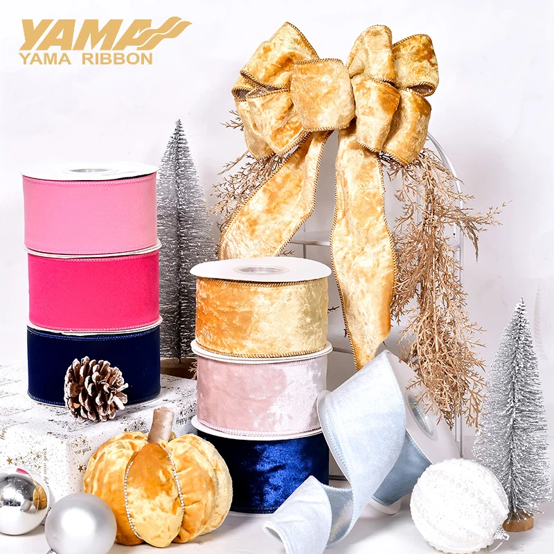 

YAMA Velvet Wired Edge Ribbions 10Yards/lots pink for Wedding Christmas Party Decoration Handmade DIY Bow Craft Ribbons Gifts