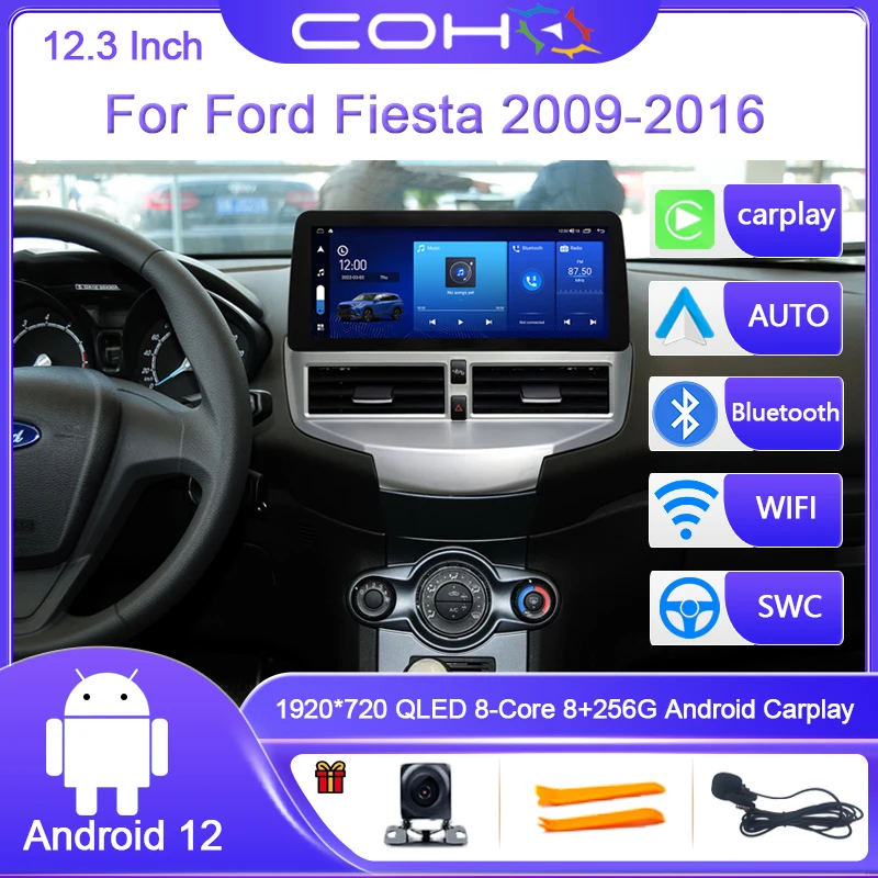 

12.3 Inch For Ford Fiesta MK6 MK7 2009-2016 Android 12.0 Octa Core 8G+256G Car Multimedia Player Stereo Receiver Radio