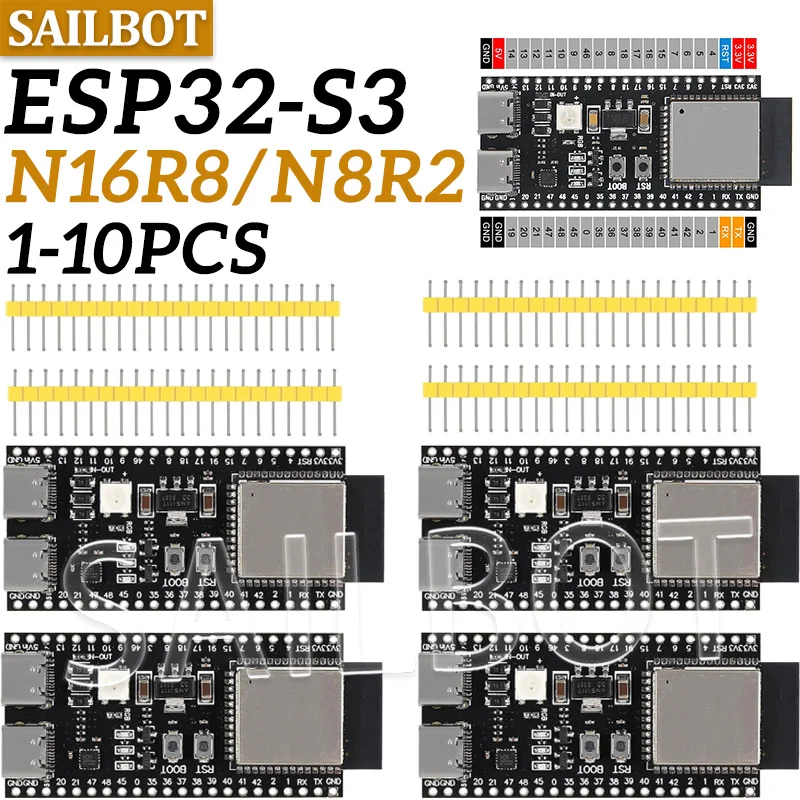

1-10PCS ESP32-S3 Development Board 2.4G Wifi Module for Arduino ESP IDF ESP32-S3-WROOM-1 N8R2 N16R8 44Pin Type-C 8M PSRAM