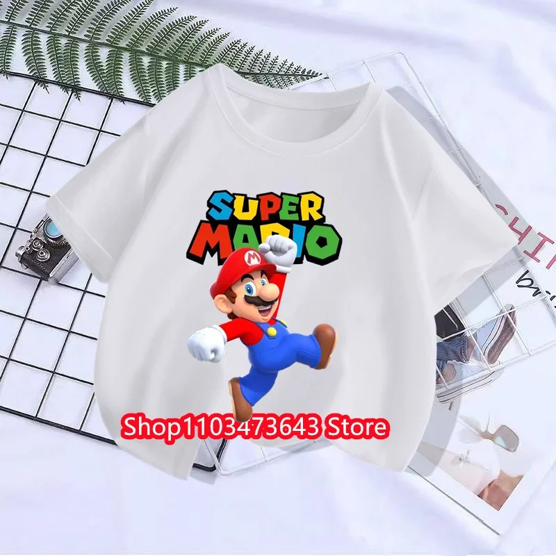 New Supers Marios T-shirt Kids Fashion Baby Boys Clothing Marios Bros.Kids Short Sleeve T-shirt set Tops Girls Casual 4-14 Years