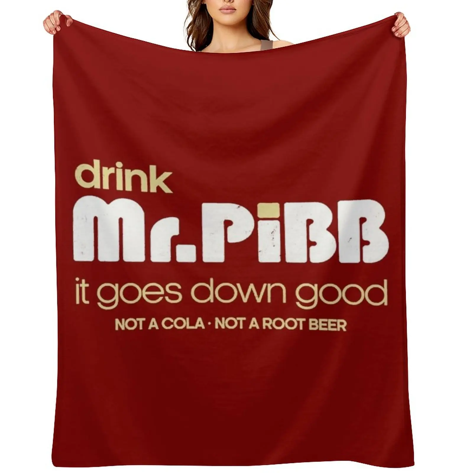 

Drink Mr Pibb // Vintage 80s Distressed Style Throw Blanket Multi-Purpose Loose Luxury St Blankets