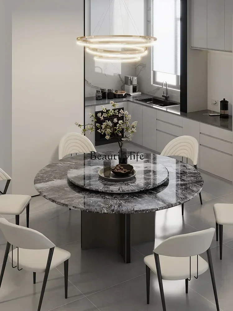 طاولة طعام رخامية بديلة مسطحة فاخرة من الحجر البلغاري كونترتوب مستدير خفيف فاخر للمنزل الفاخر على الطراز الإيطالي