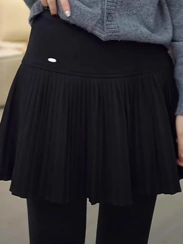 Spódnica wełniana plus size z wysokim stanem, rozkloszowana, plisowana, damska, modna, jesienno-zimowa, nowa, wyszczuplająca, do pracy, koreańska, V...