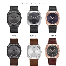 Fashion Sport Quartz Men's Watch Top Brand TOMI Square Clock Leather Strap Simple Dial Women Wristwatch Relogio Masculino Hombre