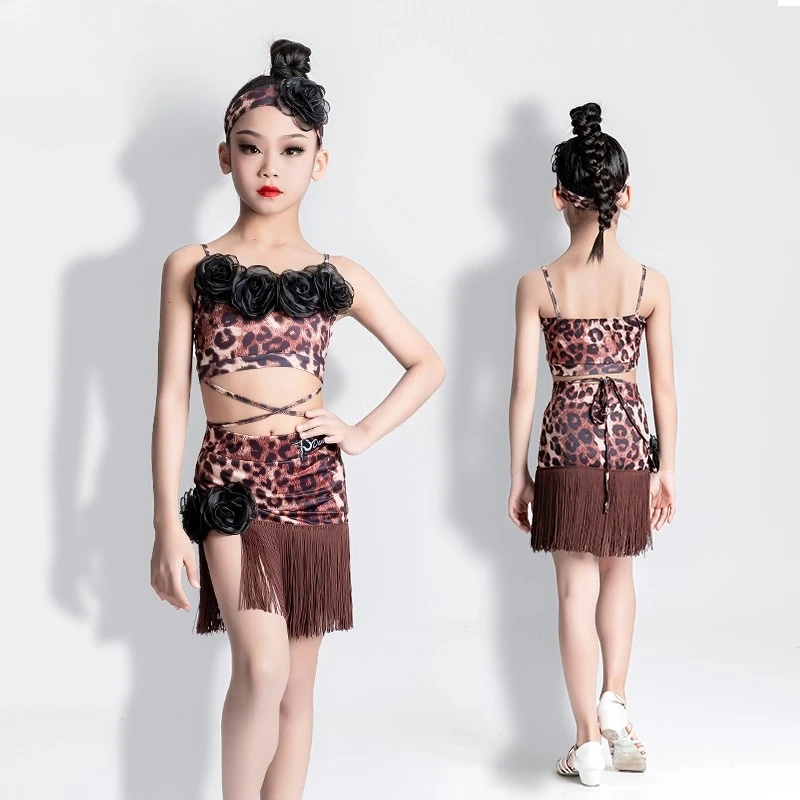 

Детский костюм для латинских танцев, новый стиль, высококачественное тренировочное платье для девочек, комплект интернет-знаменитостей, платье для выступлений, платье с кисточками