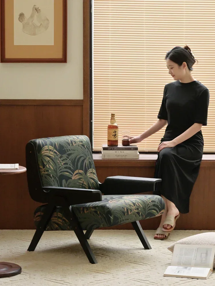 

Ретро Гостиная Балкон Спальня Антикварное кресло для отдыха из цельного дерева