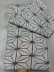 African Nigerian Gray Jacquard Lace Fabric 2025 Latest High Quality French Tulle Party Gown Dress Damask Jacquard Lace 5 Yards