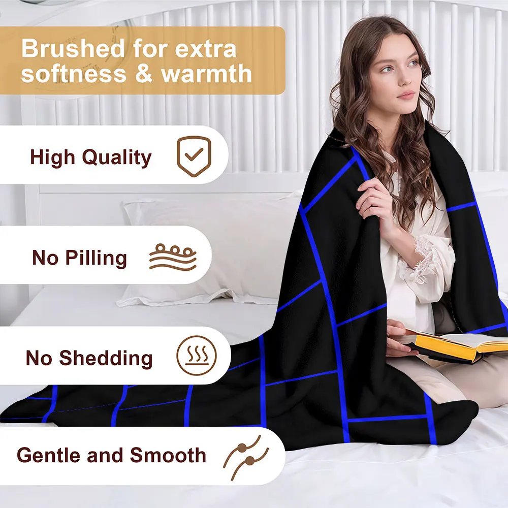 blue brick wall neon Soft Warm Flannel Blanket Lightweight Cozy Christmas Halloween Home Decor Room