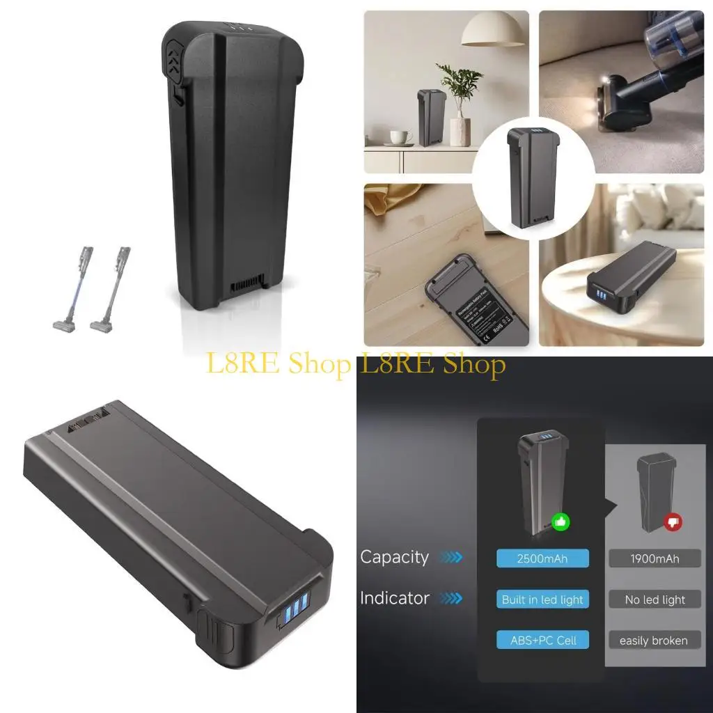 L8RE Long Lasting 2500mAh Robotic Vacuum Battery 25.2V Replacement Power for Extended Cleaning Event and Fast Charging