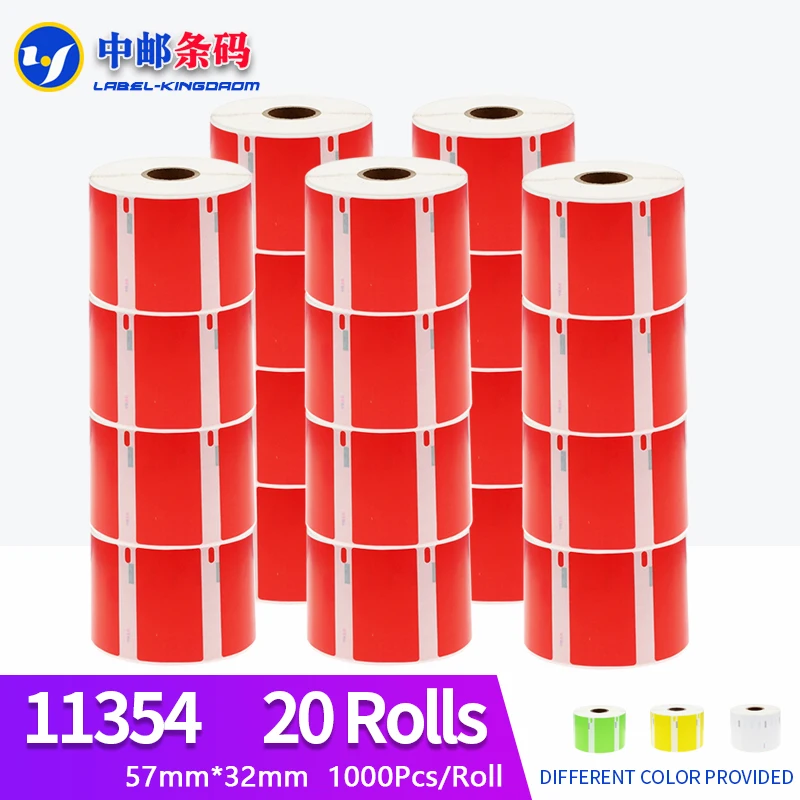 20 Rolls Dymo Generic Red Color 11354 Label 57*32mm 1000Pcs Compatible for LW400 450 450Turbo Seiko SLP 440 Printer