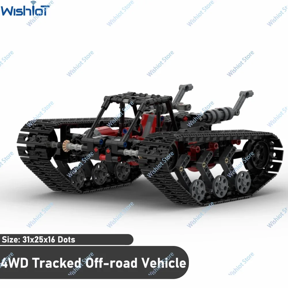 MOC 4 Wheels Drive Tracked Vehicle Building Blocks High Speed Off-road Tank Excavator Chassis 4PCS L Motor APP Remote Control