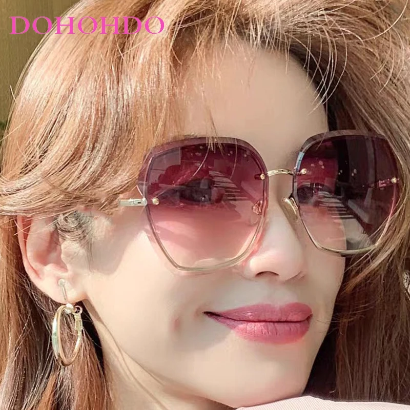 

Trendy Brand Designer Polygonal Rimless Women's Sunglasses High Quality Metal Men Eyewear Driving Travel Sunglasses Lentes UV400