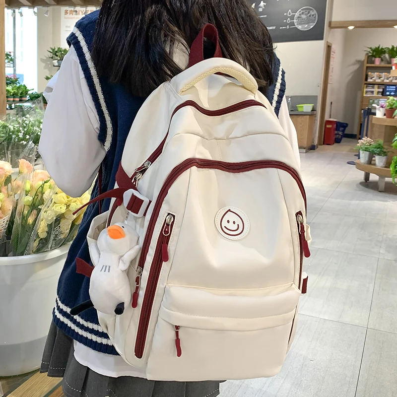 Large Female Cute College Backpack Girl Travel Book Backpack Nylon Fashion Ladies Leisure Bag Women Laptop Men School Bags