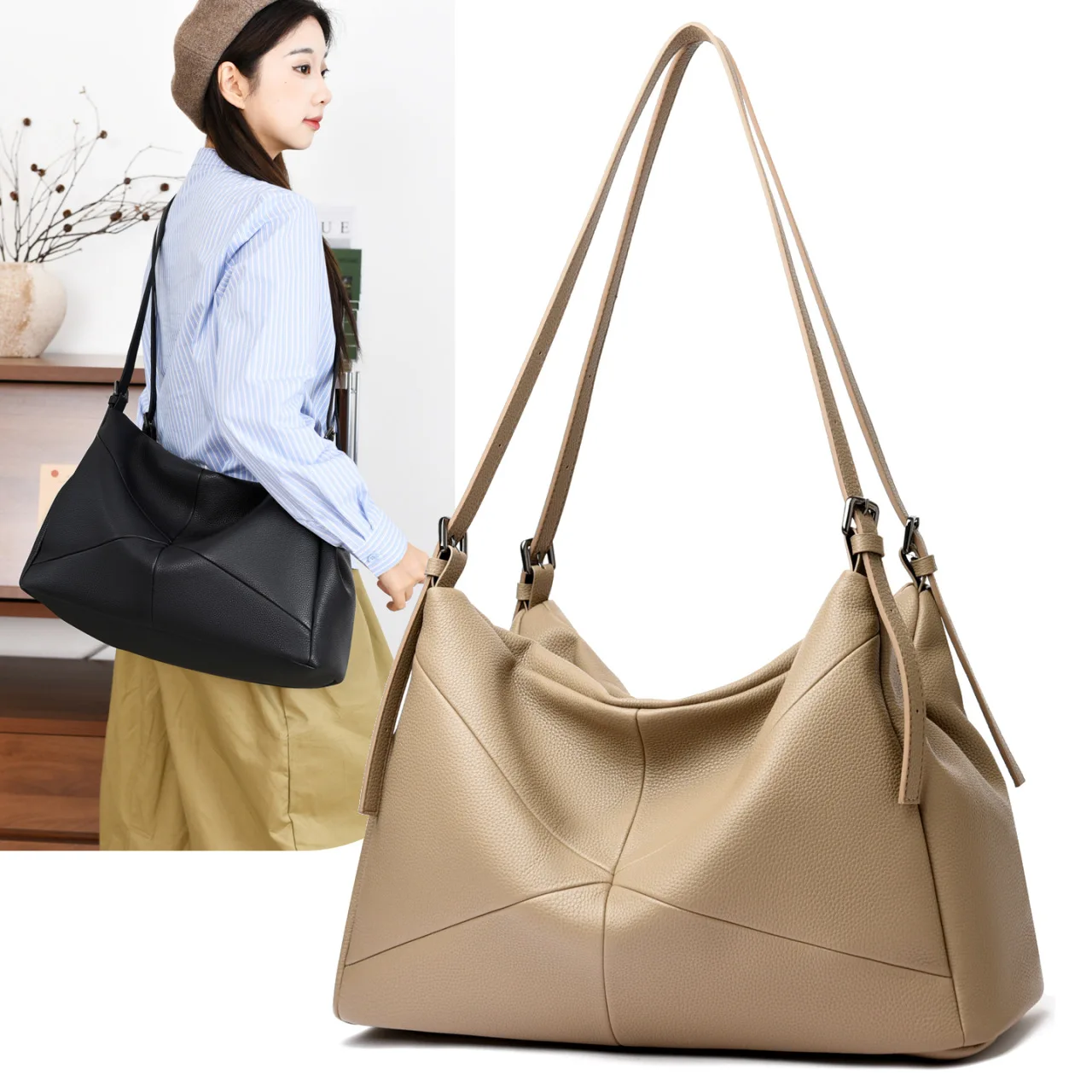 Genuine Leather Women Handbag Large Capacity Soft Shoulder Bag Luxury Ladies Underarm Bag Bolsas Commute for Going Totes Bolsas