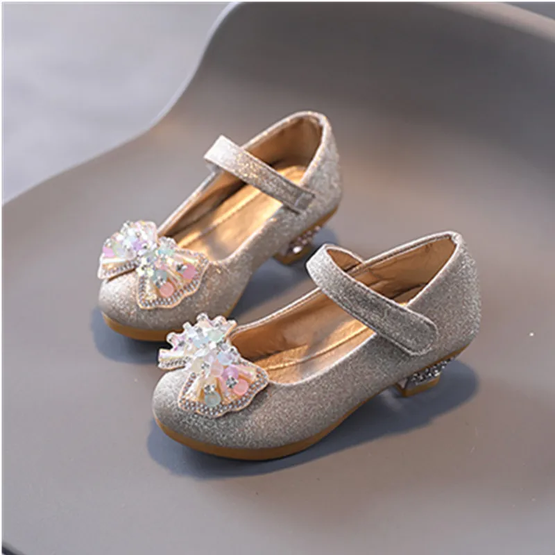 

New Summer Girls Children Glitter Shoes Girls Low Heeled Bows Kids Shoes Princesses Sandals Children Fashion Show Casual Shoes