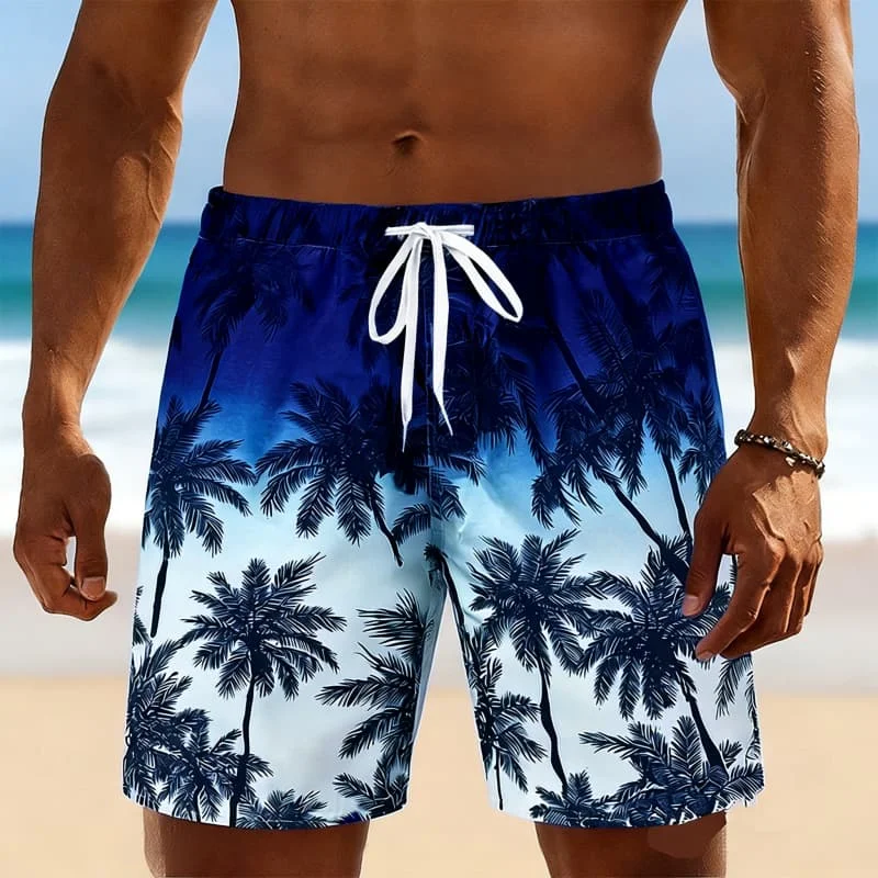 Men's Tropical Sunset Palm Print Shorts Artistic Summer Style for Vacation Pool Party Outdoor Adventure Daily Casual