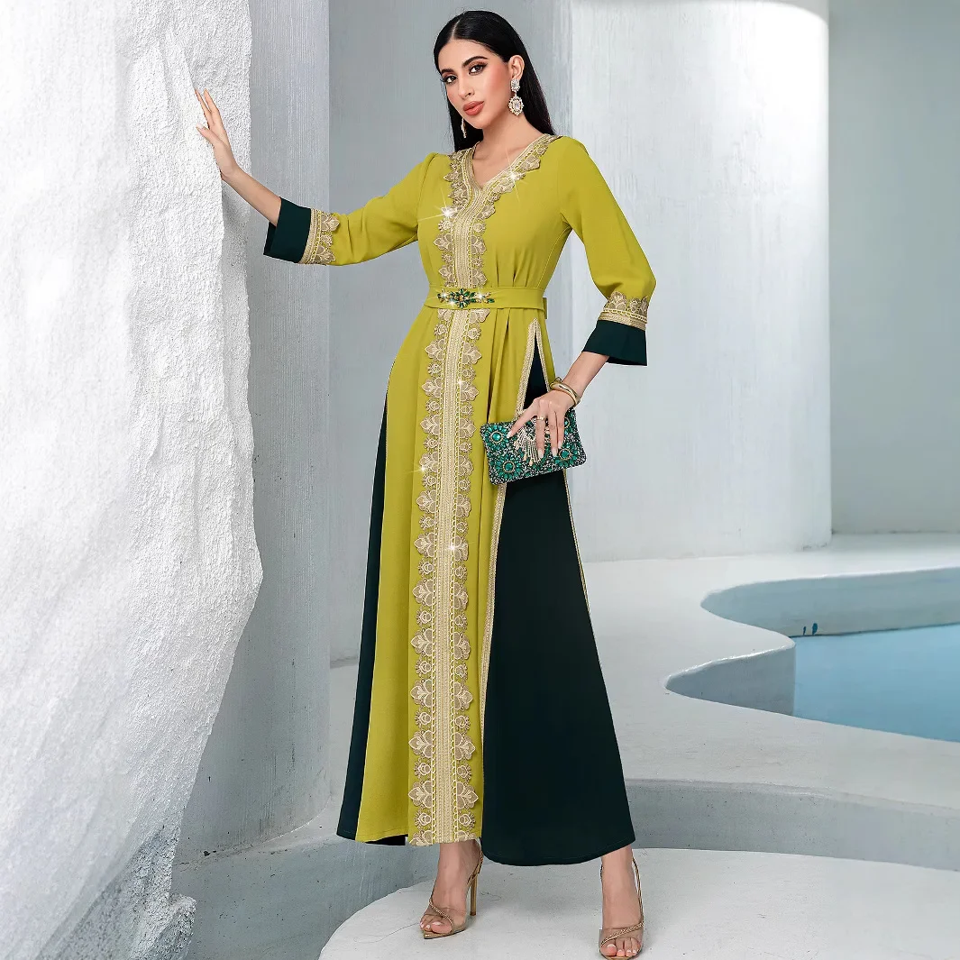 2025 été diamants Abaya dubaï caftan femmes mode musulmane longue Robe maroc Caftan Eid Djellaba Ramadan Islam Jalabiya Robe