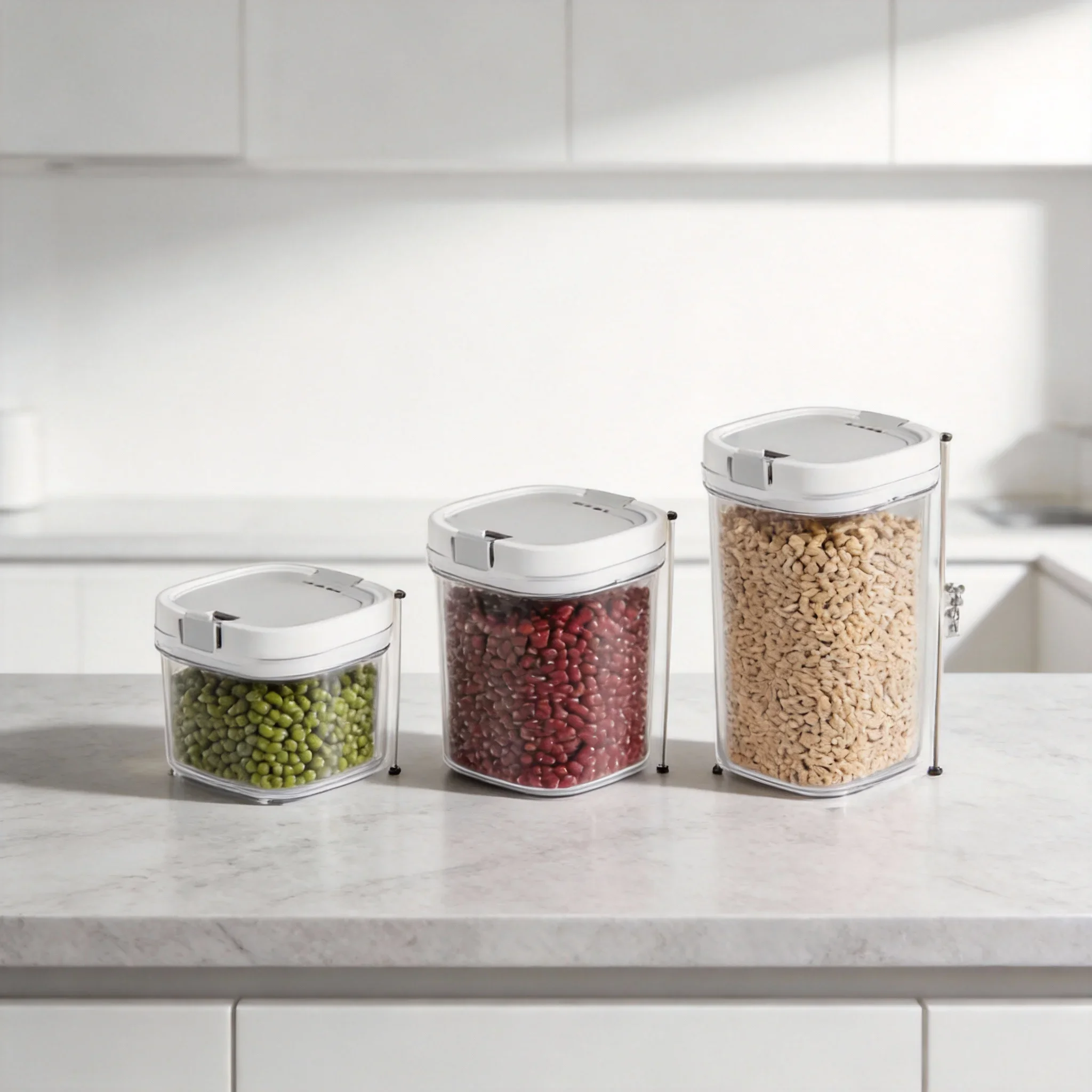 Airtight Food Storage Container Set With Double-layer Silicone Sealing Ring And Secure Lock Lid Stackable For Coffee Flour Sugar