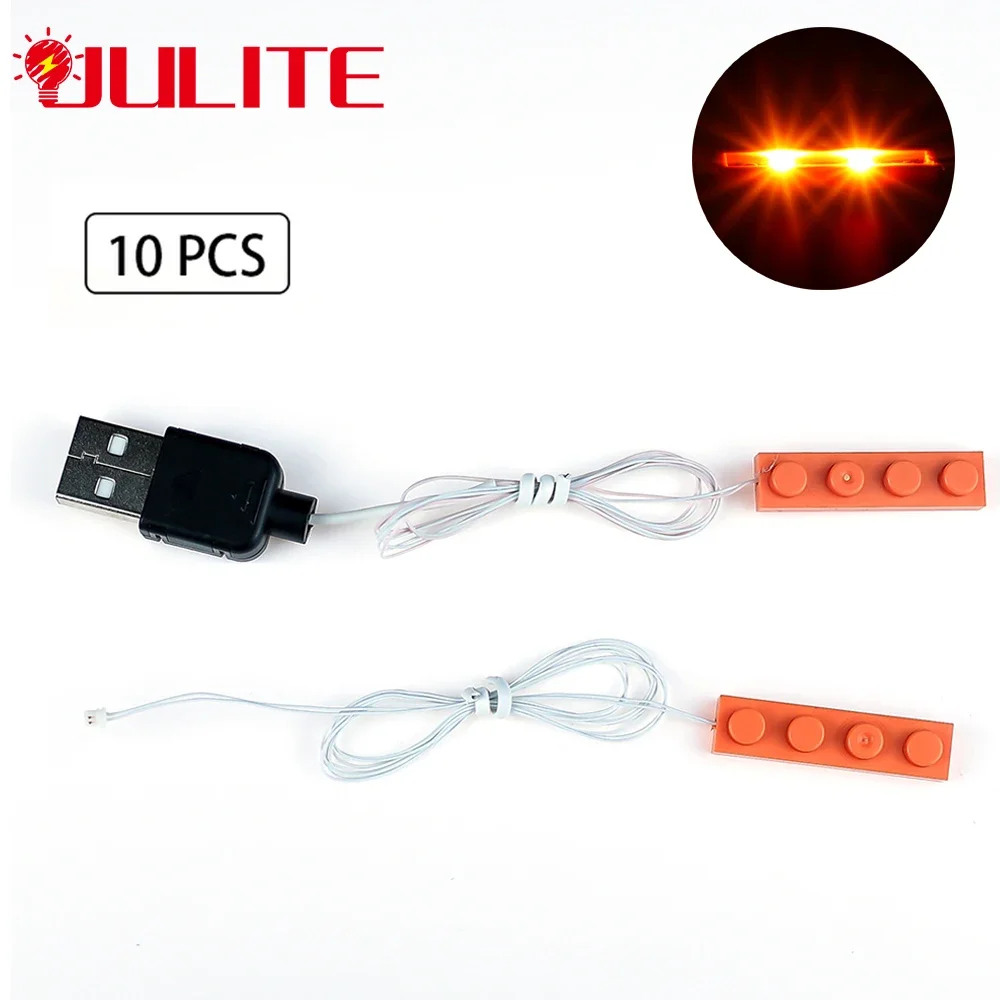 10pcs LED Light Kit 15cm Terminal Line USB Port DIY Toy Set Compatible Building Block Model