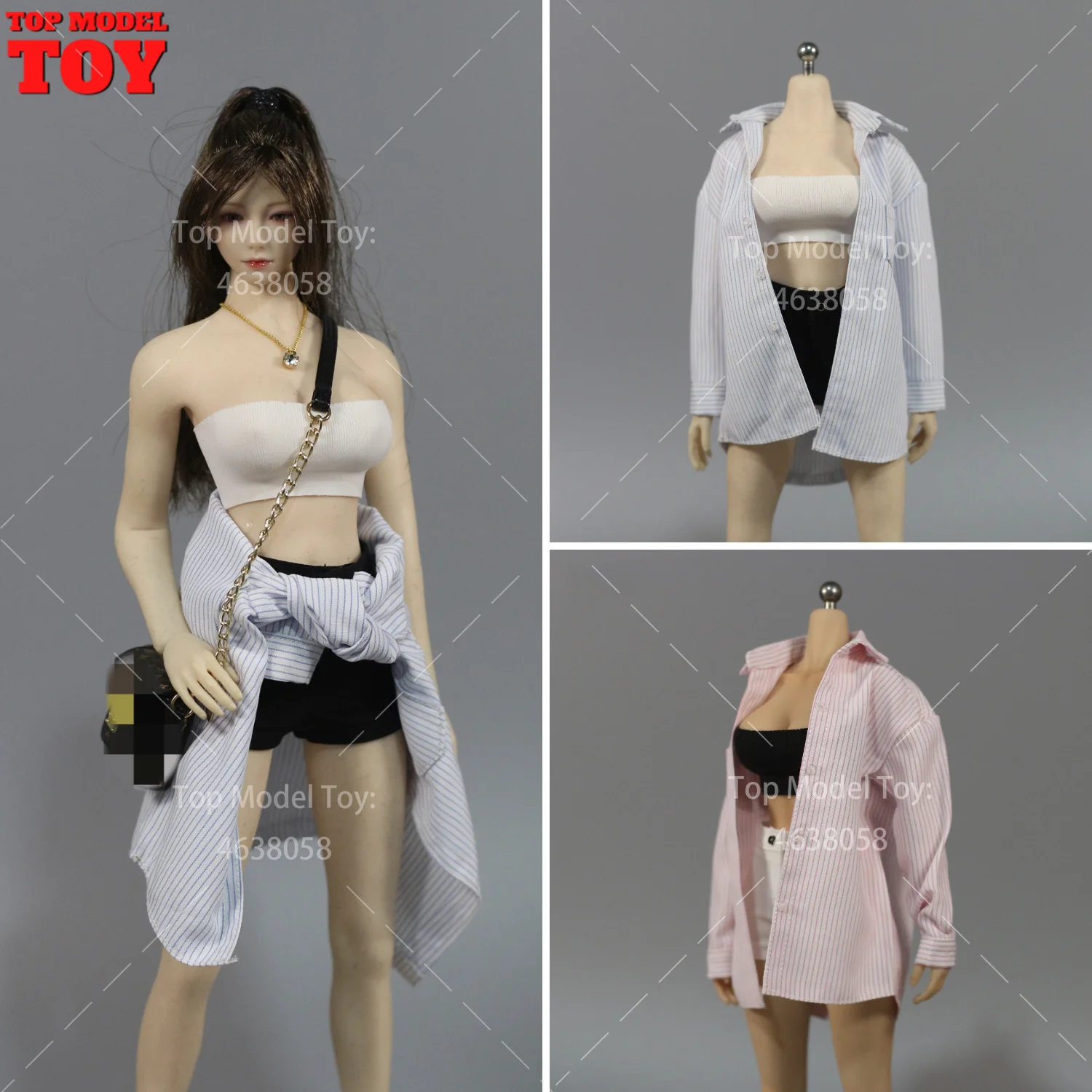 

HAILI TOYS HF011 1/6 Свободная полосатая рубашка, короткие штаны, верхняя одежда, аксессуар, модель подходит для 12-дюймовой женской фигурки солдата, тело куклы