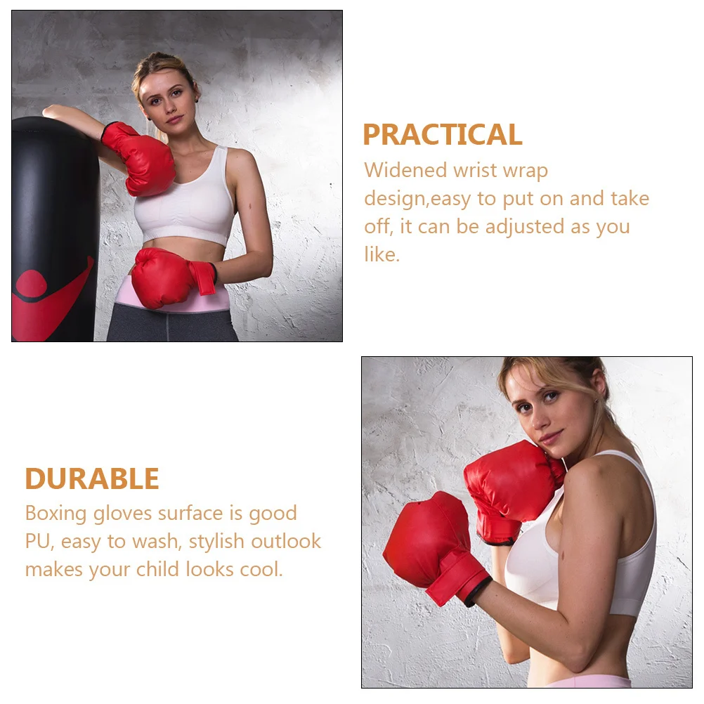 1 زوج قفازات الملاكمة المهنية للأطفال Pu Sparring Gear تنفس كيك بوكسينغ قفازات التايلاندية قفازات الملاكمة العرض