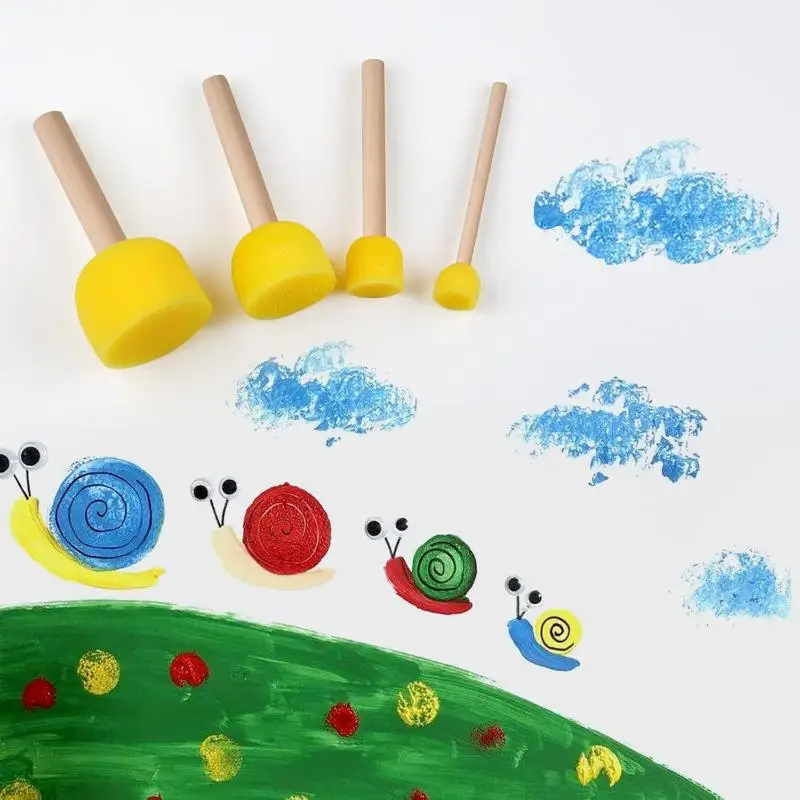 Hot 20/30Pcs Round Sponge Brushes For Painting (4 Sizes), Paint Sponges For Acrylic Painting, Stencil Painting Tools For Kids