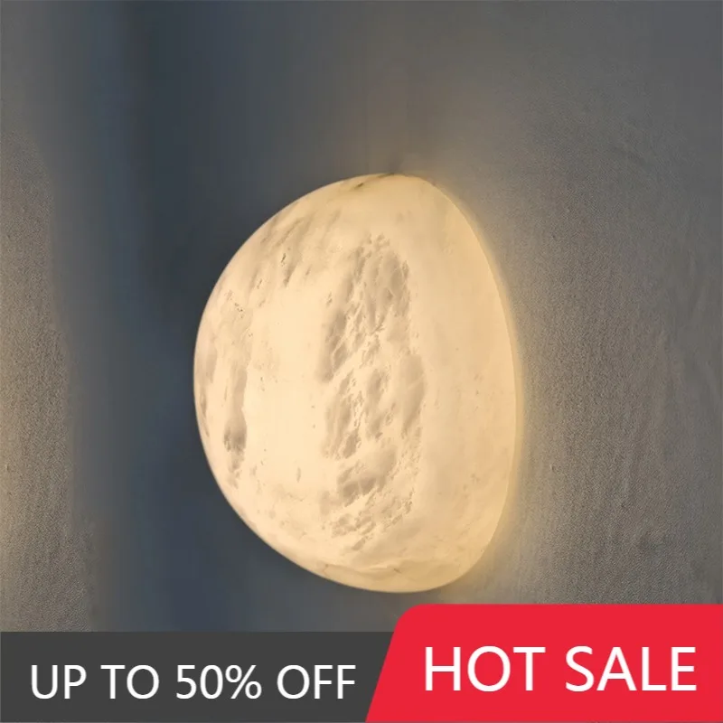 Modern Minimalist Moon Marble Wall Lamp Semicircle Decor Light For Bedroom Living Room Bedside Lamp Entrance Corridor Wall Light