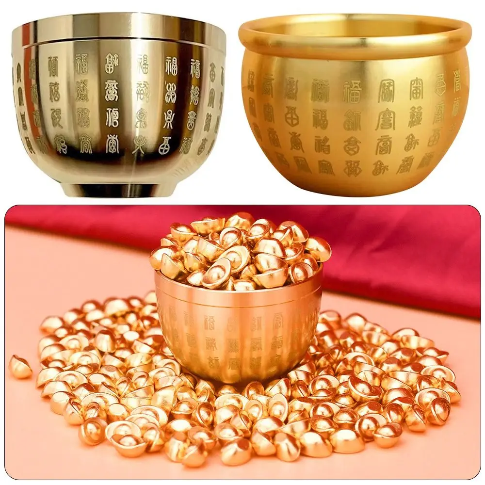 1Pcs Wealth Attracting Pure Brass Cornucopia 4.5-7cm Auspicious Baifu Rice Cylinder Surface Polished Small Mini Baifu Jar Cup