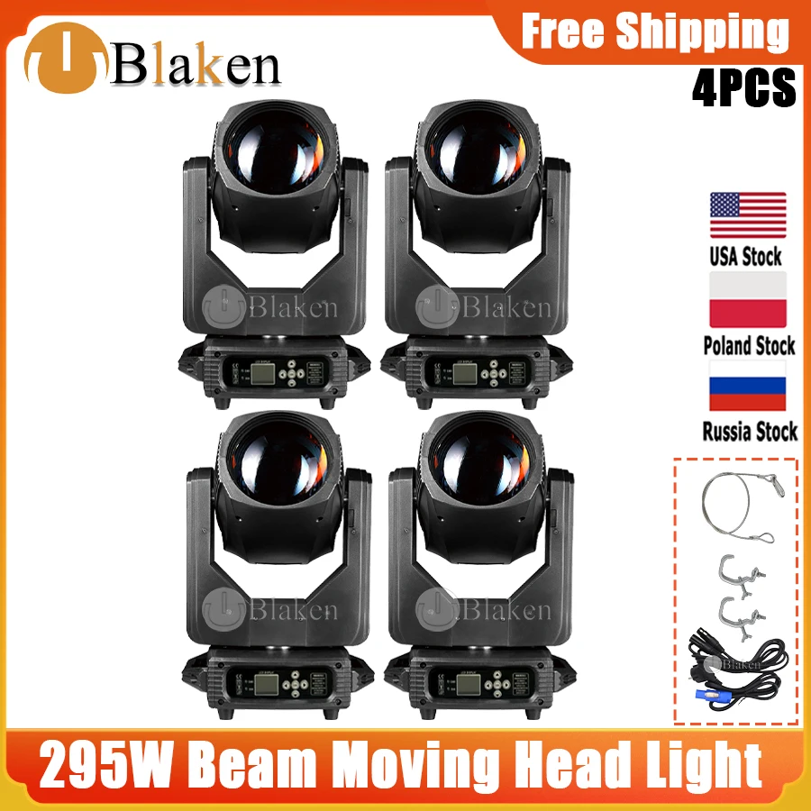 0 Tax 4Pcs 295W Bulb Beam Moving Head Lighting 8+18+8 Prism and 16 Prism Spot DMX Gobo Rainbow Effect For DJ Disco Wedding Bar